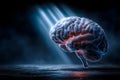 A human brain with a bright light coming out of it Royalty Free Stock Photo
