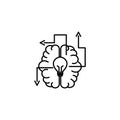 Human brain bulb progress idea icon line style