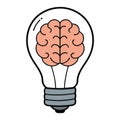 human brain in bulb of vector silhouette Royalty Free Stock Photo