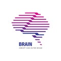 Human brain - business vector logo template concept illustration in flat style. Abstract creative idea sign. Geometric structure Royalty Free Stock Photo