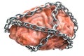 Human brain with chain. 3D rendering