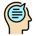 Human brain chat icon color outline vector