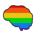 Human brain colored LGBT flag.