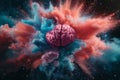 Human brain colorful splash creativity exploding with new ideas plans motivation brainstorm and education concept Royalty Free Stock Photo