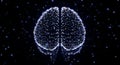 Human Brain Composed of Glowing Particles on Black Background Royalty Free Stock Photo