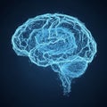 Of a human brain, composed of interconnected blue lines and points, Royalty Free Stock Photo