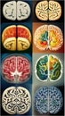 Human Brain Concept with Creative and Logic Hemispheres illustration Artificial Intelligence artwork generated