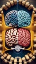 Human Brain Concept with Creative and Logic Hemispheres illustration Artificial Intelligence artwork generated