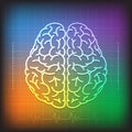 Human Brain Concept with Wave Diagram Colorful Background Royalty Free Stock Photo