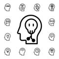 Human, brain, connect, crime, hacking flat vector icon in mind process pack