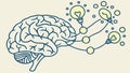 Human Brain with Connected Lightbulbs Idea Generation Concept Vector, vector design Generative AI Royalty Free Stock Photo