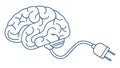 Human Brain Connected to Power Plug Smart Thinking, vector design Generative AI Royalty Free Stock Photo