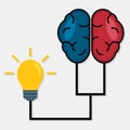 Human brain connecting with light bulb for idea concept symbol vector illustration Royalty Free Stock Photo