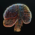 The human brain consisting of micro electrical circuits and wires, artificial intelligence Royalty Free Stock Photo