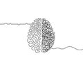Human brain creativity vs logic chaos and order a continuous line drawing concept, organised vs disorganised Royalty Free Stock Photo