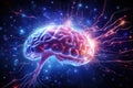 Human brain digital illustration showing electrical activity and thought process - AI Generated Royalty Free Stock Photo