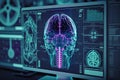 Human brain digital scan, Electrical activity. Generative AI Royalty Free Stock Photo
