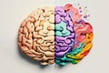 Human brain divided on two part, created with Generative AI technology Royalty Free Stock Photo