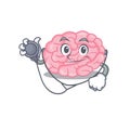 Human brain in doctor cartoon character with tools Royalty Free Stock Photo