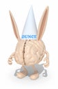 Human brain with dunce ears and hat