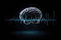 Human brain with ekg wave on dark background Royalty Free Stock Photo