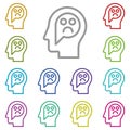 Human, brain, emotion, bad multi color icon. Simple thin line, outline vector of mind process icons for ui and ux, website or Royalty Free Stock Photo