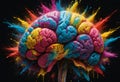 Human brain exploding with knowledge. Generative AI