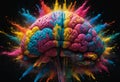 Human brain exploding with knowledge. Generative AI
