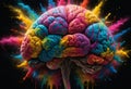 Human brain exploding with knowledge. Generative AI