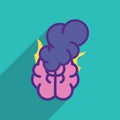 human brain with fire and smoke. Vector illustration decorative design Royalty Free Stock Photo