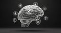 Human Brain with Floating Skill Icons: Cognitive Development & Learning Royalty Free Stock Photo