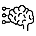 The human brain and footnotes icon, outline style