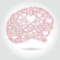 Human brain full hearts - love thinking,