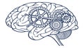Human brain with gears, mental mechanics, cognitive function, vector design Generative AI Royalty Free Stock Photo