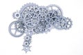 human brain from gears on a white background. Business concept, creativity, process of thinking, the generator of ideas