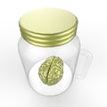 Human brain in a glass jar 3d rendering Royalty Free Stock Photo