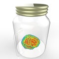 Human brain in a glass jar 3d rendering Royalty Free Stock Photo