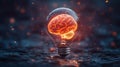 Human brain glowing inside of light bulb Royalty Free Stock Photo