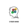 Human brain head digital logo technology. People think tech cyber mind creative icon Royalty Free Stock Photo