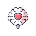 Human Brain with Heart Symbol: Love, Logic, Intelligence, and Emotion Royalty Free Stock Photo