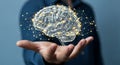 Human Brain Held in Hand, Digital Concept for AI, Science, and Technology Royalty Free Stock Photo