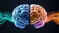 Human brain hemispheres visualized with vibrant energy flows, symbolizing mental processes and neurological activity Royalty Free Stock Photo