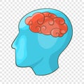 Human brain icon, cartoon style