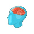 Human brain icon, cartoon style