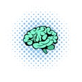 Human brain icon, comics style Royalty Free Stock Photo