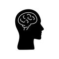 Human brain icon, person pictogram, abstract silhouette of a man