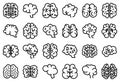 Human brain icons set, outline style Royalty Free Stock Photo