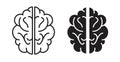 Human brain thin line icon set Royalty Free Stock Photo