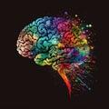 Human Brain Illustration, Rainbows, Glitter, Autism, Neuro Diversity