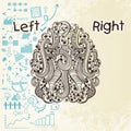 Human brain infographic with left and right hemisphere. Royalty Free Stock Photo